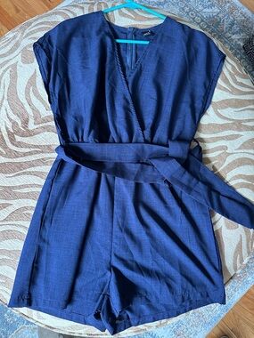 SHEIN Deep Navy V-Neck Romper